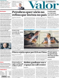 Capa do jornal Valor Econômico 30/04/2018