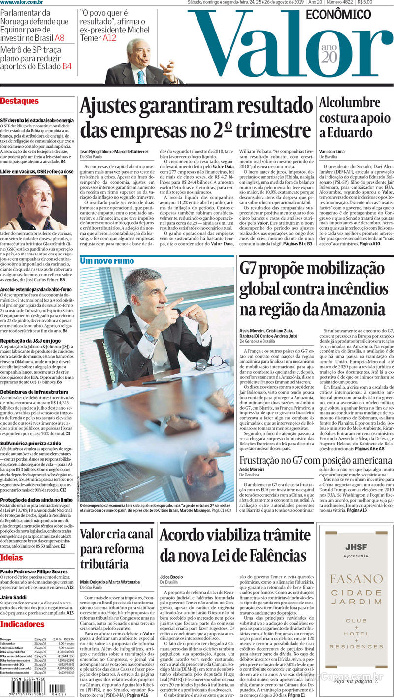 Capa jornal Valor Econômico