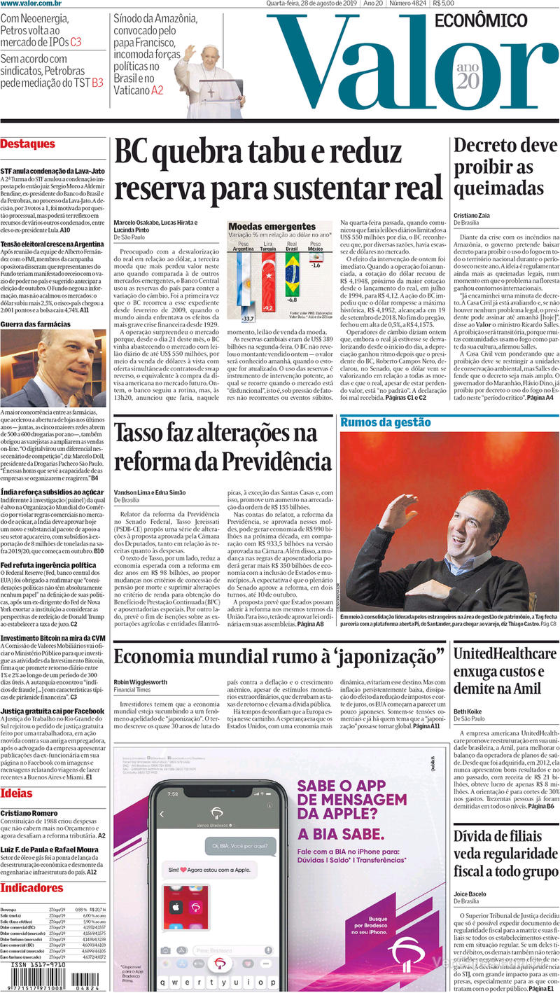 Capa jornal Valor Econômico