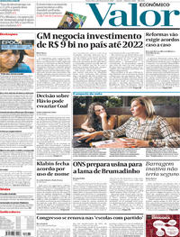Capa do jornal Valor Econômico 01/02/2019