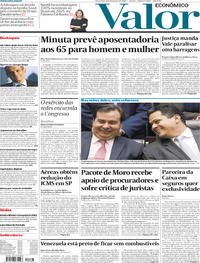 Capa do jornal Valor Econômico 05/02/2019