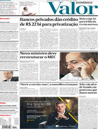 Capa do jornal Valor Econômico 09/04/2019