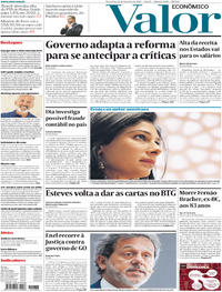 Capa do jornal Valor Econômico 12/02/2019