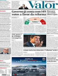 Capa do jornal Valor Econômico 14/03/2019