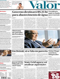 Capa do jornal Valor Econômico 15/01/2019