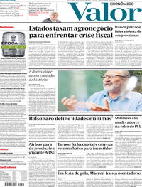 Capa do jornal Valor Econômico 15/02/2019