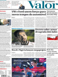 Capa do jornal Valor Econômico 16/01/2019