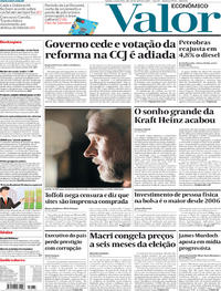Capa do jornal Valor Econômico 18/04/2019