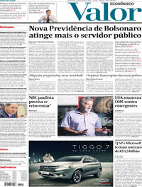 Capa do jornal Valor Econômico 21/02/2019