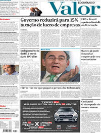 Capa do jornal Valor Econômico 24/01/2019