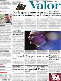 Capa do jornal Valor Econômico 25/01/2019