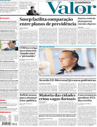 Capa do jornal Valor Econômico 01/07/2019