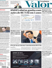 Capa do jornal Valor Econômico 02/07/2019