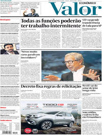 Capa do jornal Valor Econômico 08/08/2019