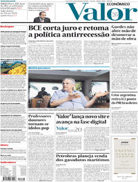 Capa do jornal Valor Econômico 13/09/2019
