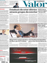 Capa do jornal Valor Econômico 21/10/2019