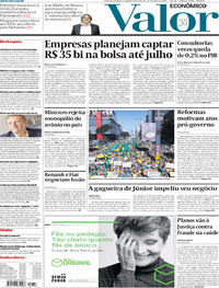 Capa do jornal Valor Econômico 27/05/2019
