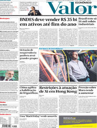 Capa do jornal Valor Econômico 29/07/2019
