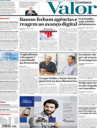 Capa do jornal Valor Econômico 31/07/2019