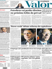 Capa do jornal Valor Econômico 20/01/2020