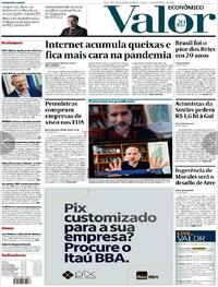 Capa do jornal Valor Econômico 20/10/2020