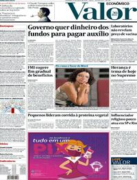 Capa do jornal Valor Econômico 23/10/2020