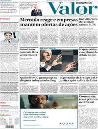 Capa do jornal Valor Econômico 29/01/2020