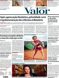 Capa do jornal Valor Econômico 18/12/2023