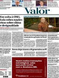 Capa do jornal Valor Econômico 20/09/2023