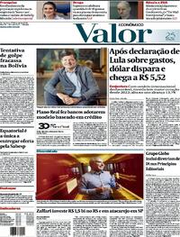 Capa do jornal Valor Econômico 27/06/2024