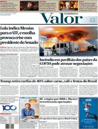 Capa do jornal Valor Econômico 21/11/2025