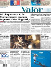 Capa do jornal Valor Econômico 22/08/2025