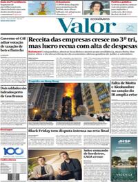 Capa do jornal Valor Econômico 27/11/2025