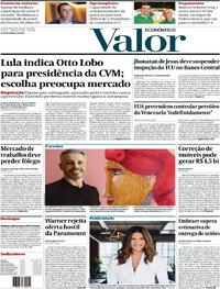 Capa do jornal Valor Econômico 08/01/2026