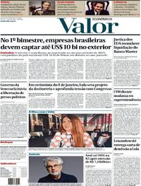 Capa do jornal Valor Econômico 09/01/2026