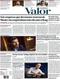 Capa do jornal Valor Econômico 13/01/2026