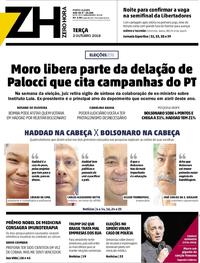 Capa do jornal Zero Hora 02/10/2018