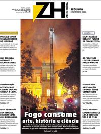 Capa do jornal Zero Hora 03/09/2018