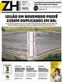 Capa do jornal Zero Hora 04/07/2018