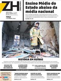 Capa do jornal Zero Hora 04/09/2018