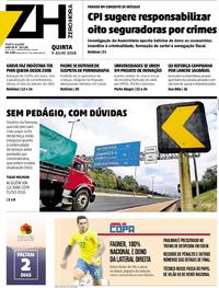 Capa do jornal Zero Hora 05/07/2018