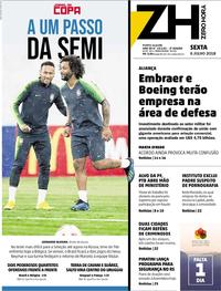 Capa do jornal Zero Hora 06/07/2018