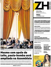 Capa do jornal Zero Hora 06/11/2018