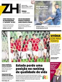 Capa do jornal Zero Hora 07/08/2018