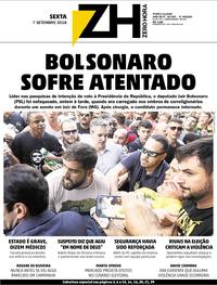 Capa do jornal Zero Hora 07/09/2018
