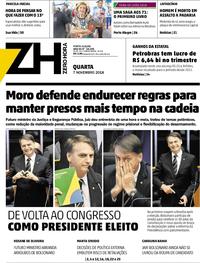 Capa do jornal Zero Hora 07/11/2018
