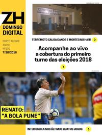 Capa do jornal Zero Hora 08/10/2018