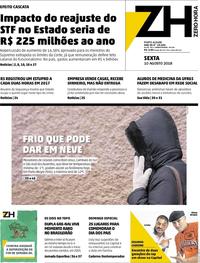 Capa do jornal Zero Hora 10/08/2018