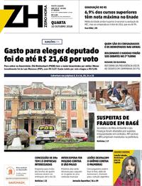 Capa do jornal Zero Hora 10/10/2018