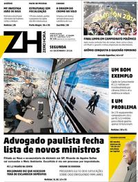 Capa do jornal Zero Hora 10/12/2018